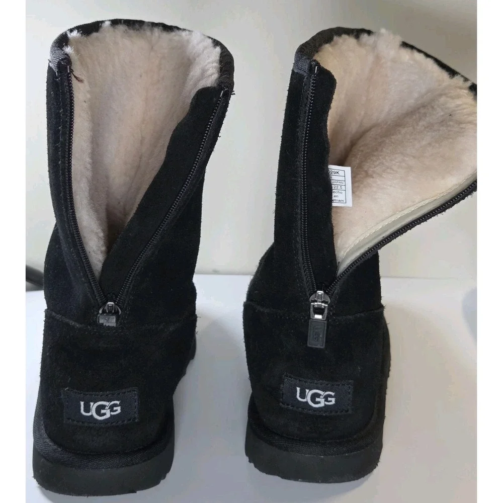 UGG KIDS LIL SUNSHINE II BOOT BALCK SUEDE WOOL LINED ZIP‎ UP LITTLE KID